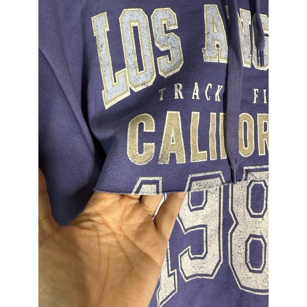 The Vinyl Icons Los Angeles California 1989 Double Layer Sweater Hoodie Blue L - Picture 5 of 6